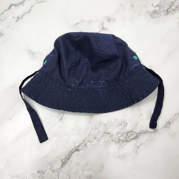 Carter's Reversible Sun Bucket Hat with Velcro Strap Blue Green Stripes 0-6M - Picture 2 of 3